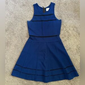 Nicole Miller Blue and Black Midi Dress